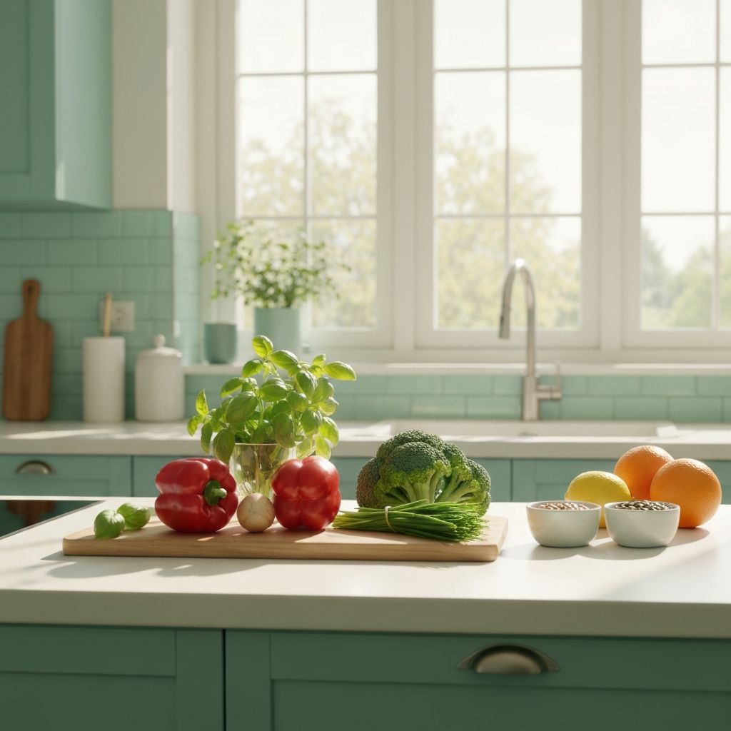 Jasna kuchnia z naturalnymi składnikami